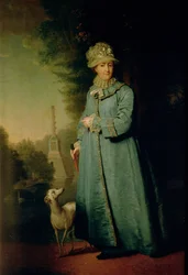 Promenade dans le parc de Tsarskoïe Selo (avec la colonne des Échecs en arrière-plan) 1794